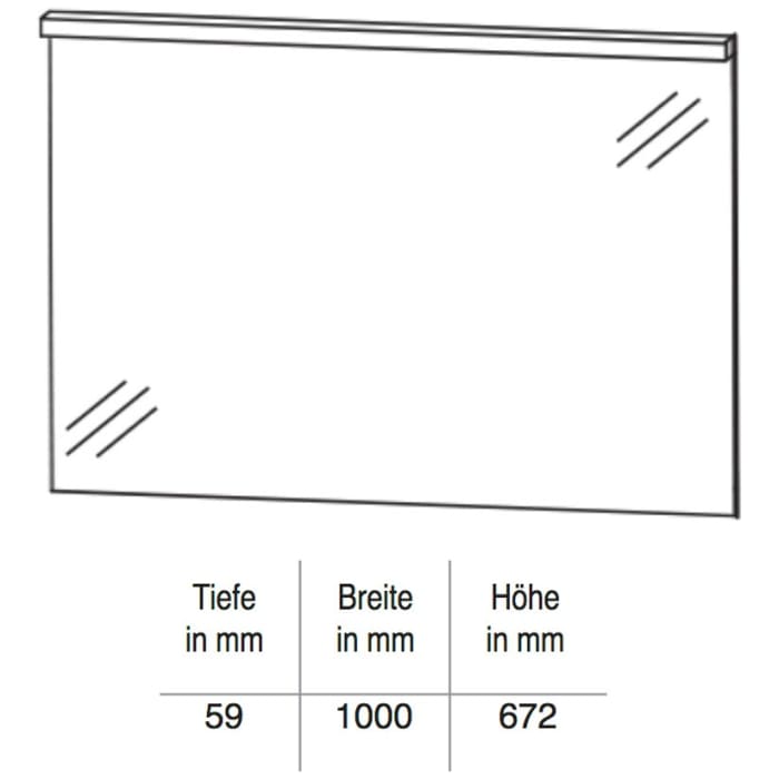 Puris Unique Badspiegel 100 cm mit LED Beleuchtung und Kippschalter