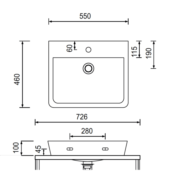 Puris Unique/Xpression Aufsatzwaschtisch Connect Air 55 x 46 cm
