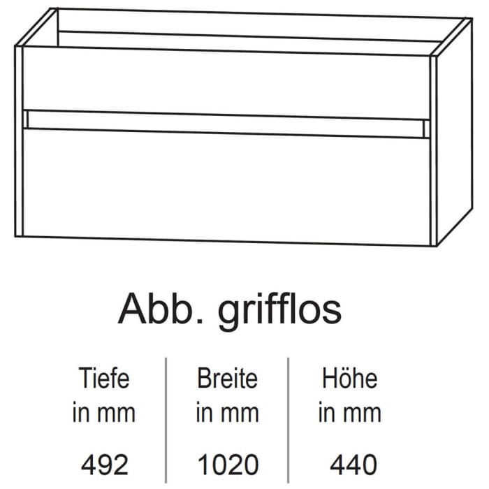 Puris Unique Waschtischunterschrank 102 x 49,2 cm grifflos, mit LED Beleuchtung