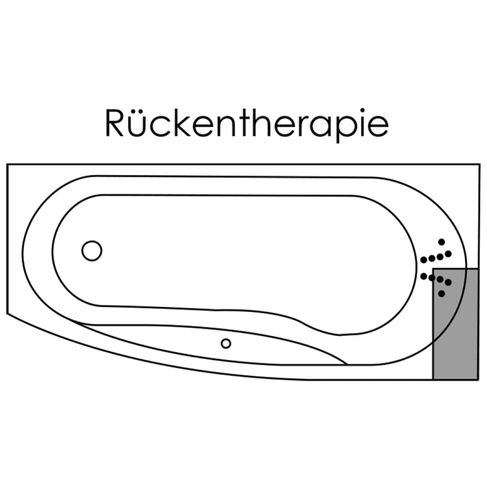 Repabad Kampen 170 links Raumspar-Badewanne mit Rückentherapie