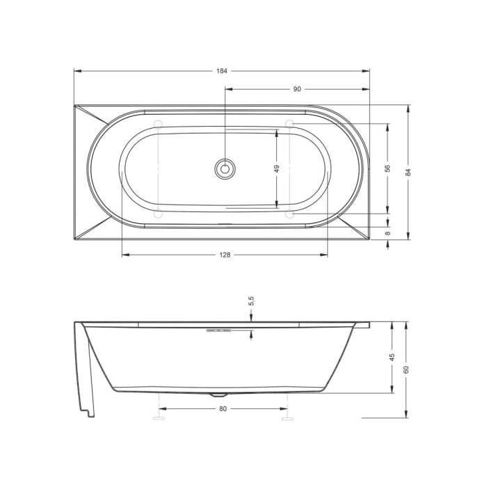 Riho Desire Corner Eck-Badewanne 184 x 84 cm links