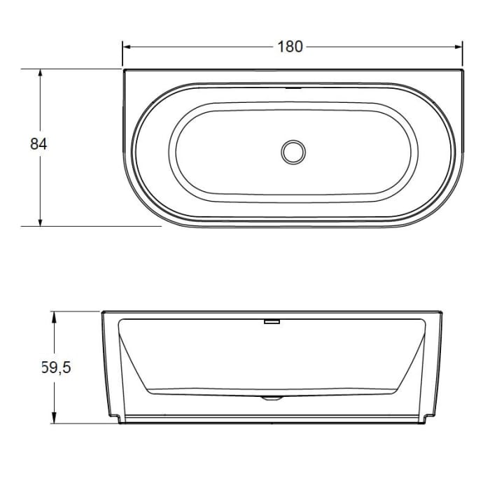 Riho Desire Back-2-Wall Vorwand-Badewanne 180 x 84 cm