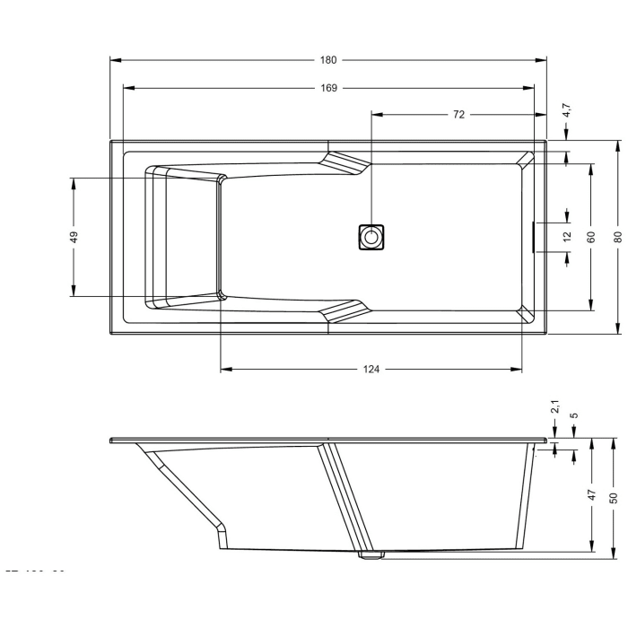 Riho Still Shower Rechteck-Badewanne 180 x 80 cm mit Riho Fall