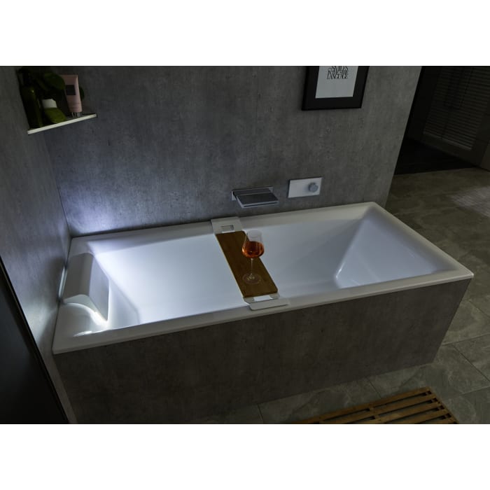 Riho Still Square Rechteck-Badewanne 170 x 75 cm inkl. LED-Beleuchtung und Kopfstütze links