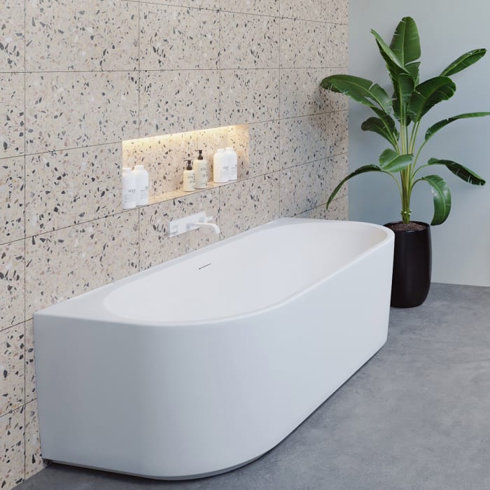 Riho Desire Back-2-Wall Vorwand-Badewanne 180 x 84 cm mit Riho Fall