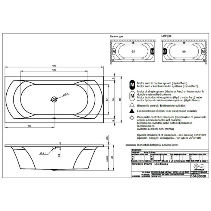 Riho Lima Rechteck-Badewanne 190 x 90 cm