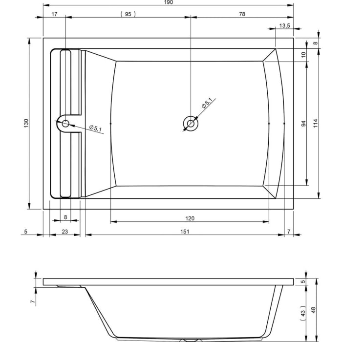 Riho Savona Rechteck-Badewanne 190 x 130 cm