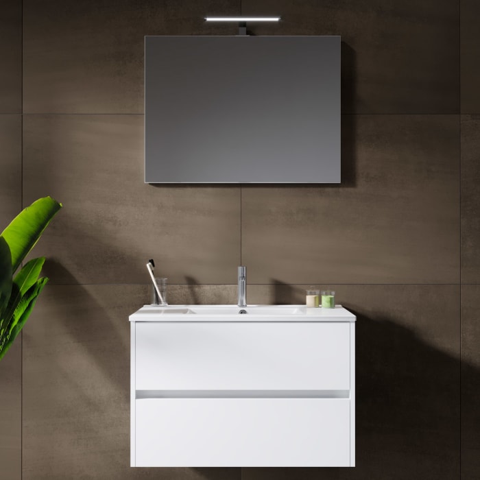 Riho Porto Slim Badmöbel Komplett Set 75 mit Spiegel, 80 cm