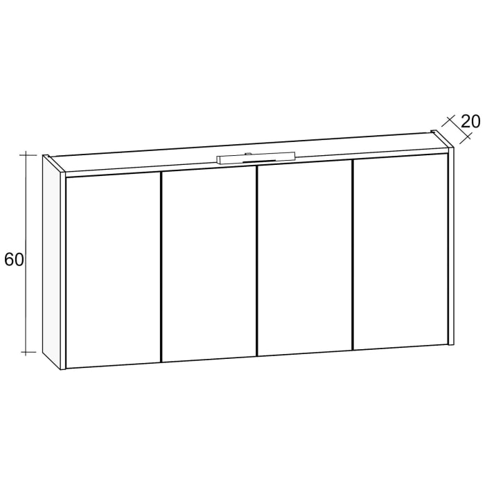 Riho Porto Spiegelschrank ohne Aufsatzleuchte 120 x 60