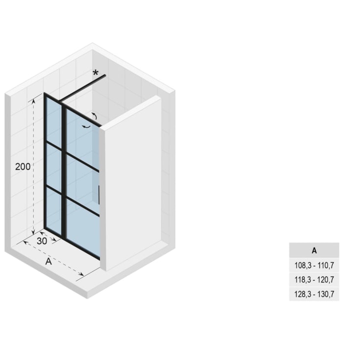 Riho Grid Pendeltür mit Festteil für Nische GB104 120 cm