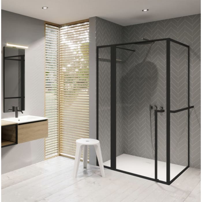 Riho Lucid Pendeltür Eckeinstieg mit Festteil und Seitenwand GD203 110 x 100 cm