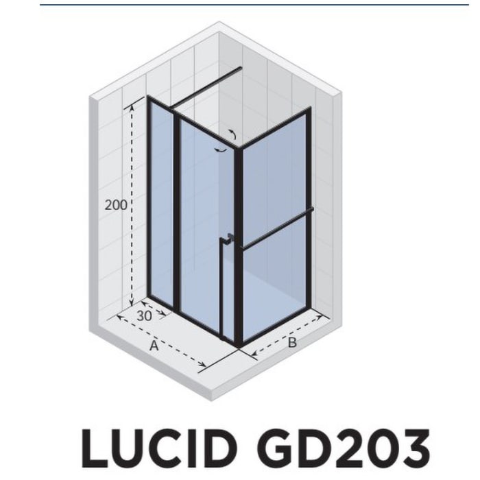 Riho Lucid Pendeltür Eckeinstieg mit Festteil und Seitenwand GD203 120 x 100 cm