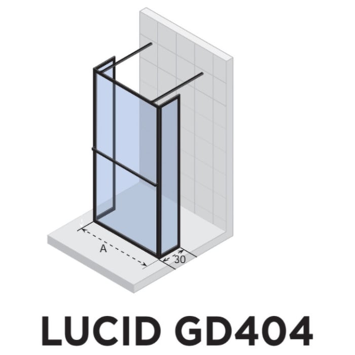 Riho Lucid Walk-In Duschwand GD404 120 cm mit 2 Festteilen und 2 Stabilisierungsstangen