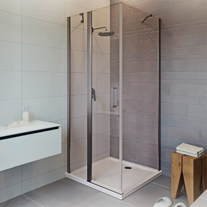 Riho Novik Schwingtür für Eckeinstieg mit Festteil und Seitenwand Z203 90 x 80 cm