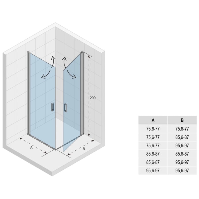 Riho Novik Schwingtür 2-flg. für Eckeinstieg Z209 80 x 90 cm