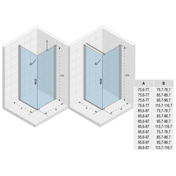Riho Novik Schwingtür für Eckeinstieg mit Seitenwand Z201 100 x 80 cm