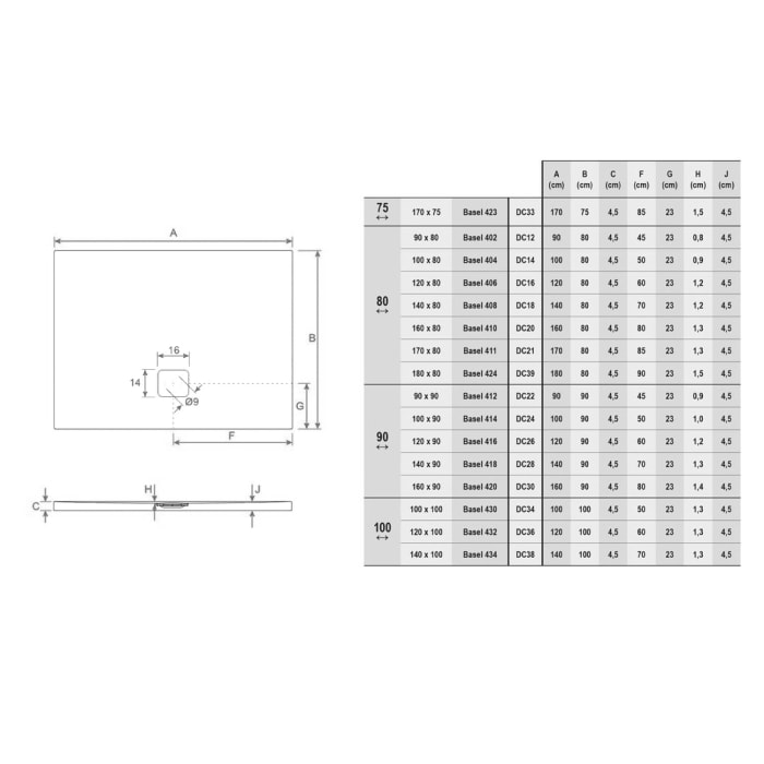 Riho Basel 412 Duschwanne 90 x 90 cm