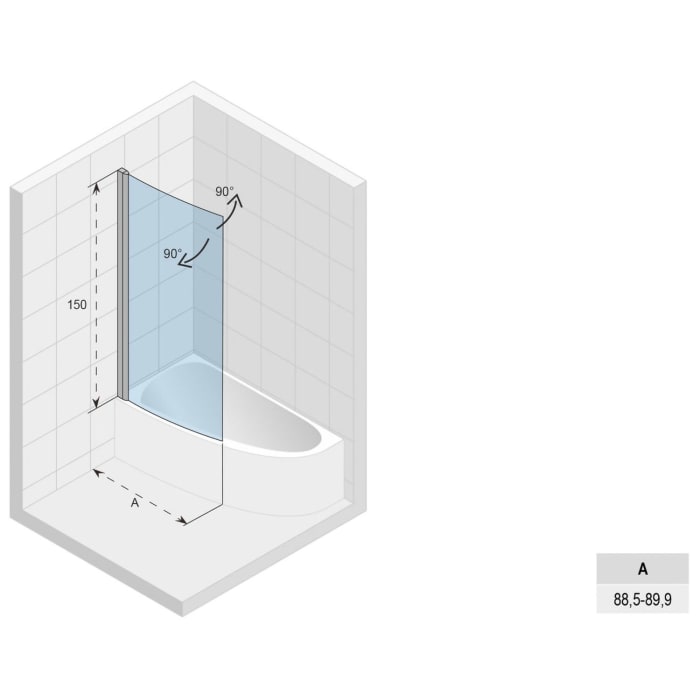 Riho Novik Wannenabtrennung Z108 für Badewanne Aryl, links