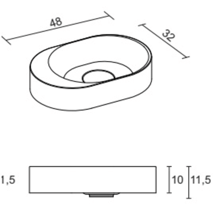Riho Valor Try Aufsatz-Waschtisch oval 48 x 32 cm