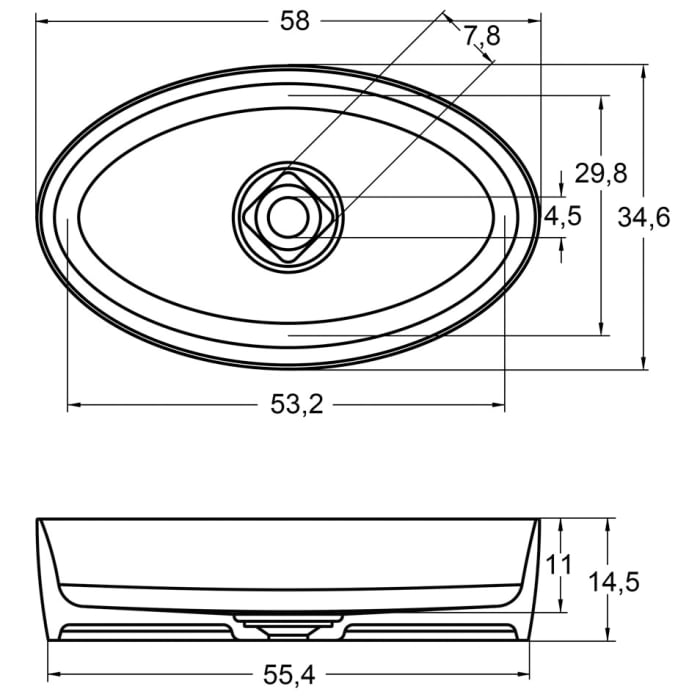 Riho Thin Aufsatz-Waschtisch oval 58 x 36 cm
