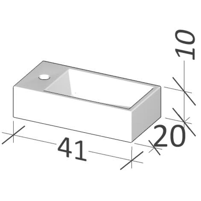 Riho Tiny Wash Waschtisch 41 cm mit 1 Hahnloch links