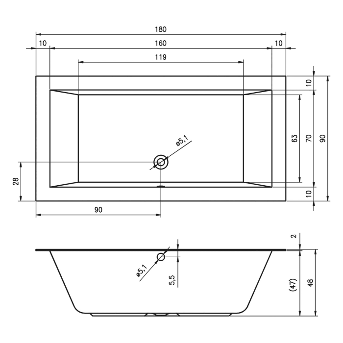 Riho Lugo Whirlpool 180 x 90 cm Joy 14 AERO Jets, links