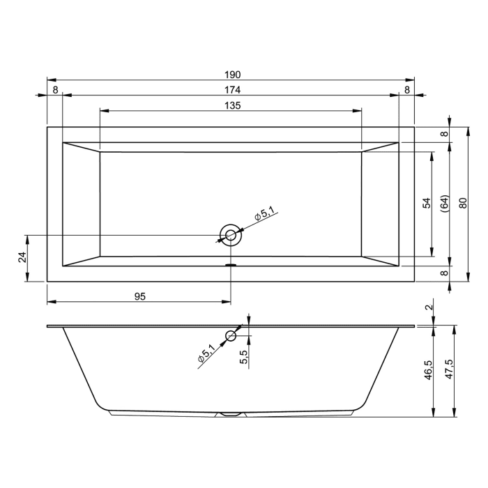 Riho Lugo Whirlpool 190 x 80 cm Joy 14 AERO Jets, links
