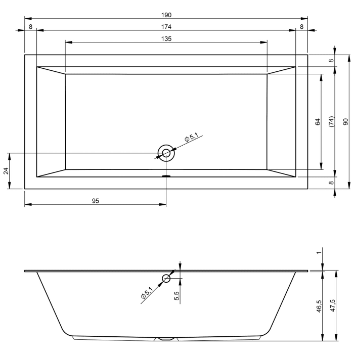 Riho Lugo Whirlpool 190 x 90 cm Air 11 Jets, links