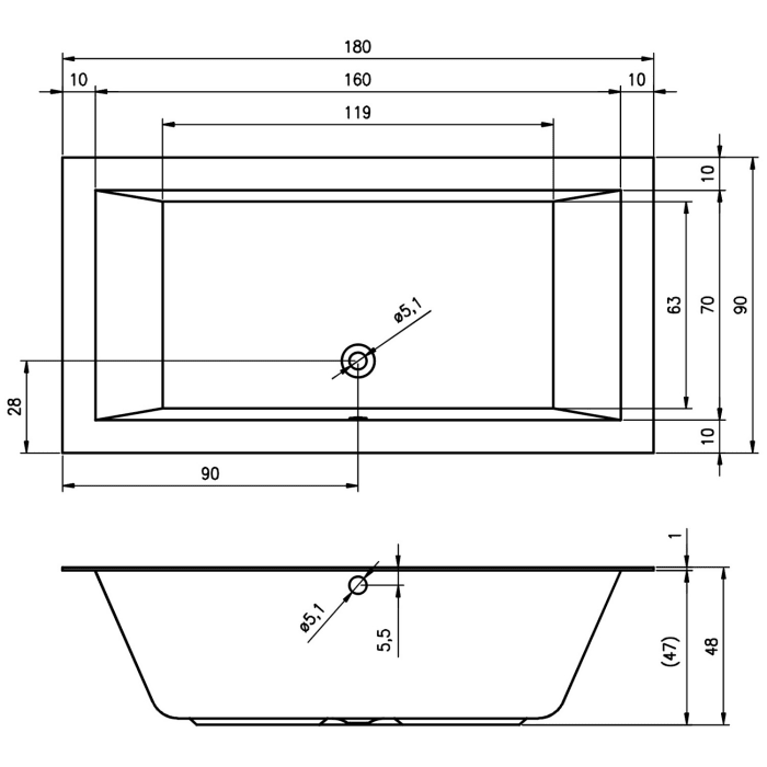 Riho Lugo Whirlpool 180 x 90 cm Flow 6+6+2, links