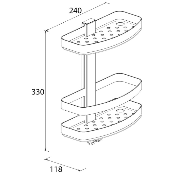 Bravat Duschkorb mit 2 Etagen 24 cm