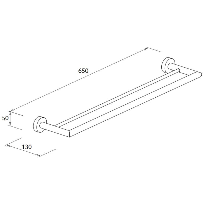Bravat Varuna Doppelte Badetuchstange 65 cm eckig