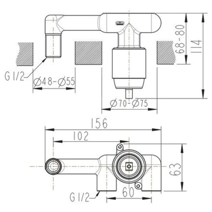 Bravat Unterputzelement für Waschtisch-Wandarmatur