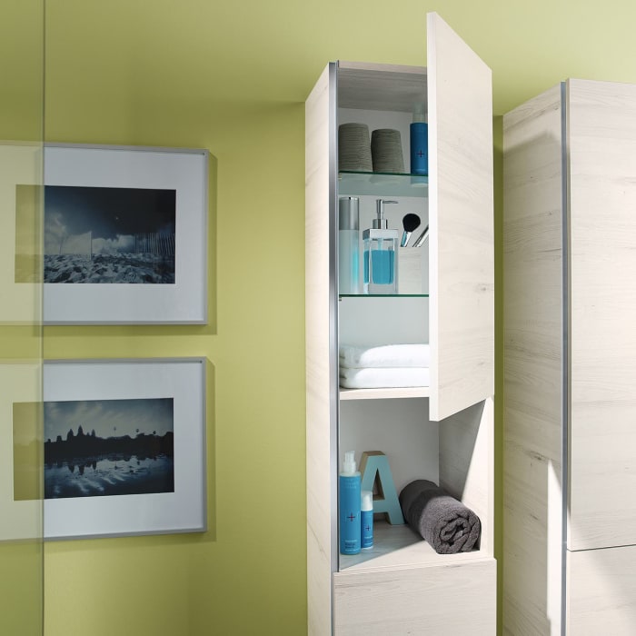 Sanipa 3way Hochschrank 30 cm, 1 offenes Fach, 2 Türen mit Türanschlag rechts