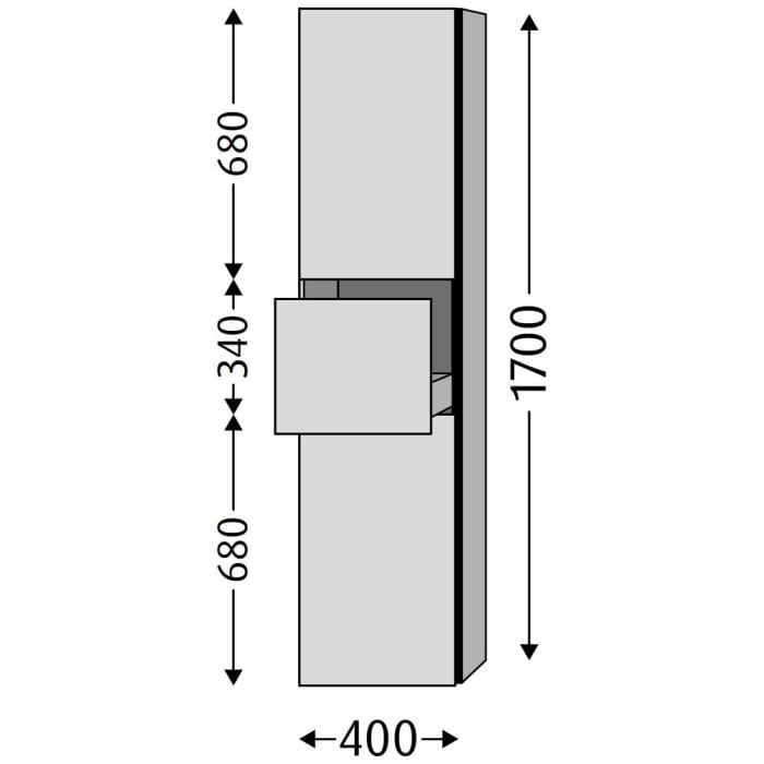 Sanipa 3way Hochschrank 40 cm, 2 Türen mit Türanschlag rechts