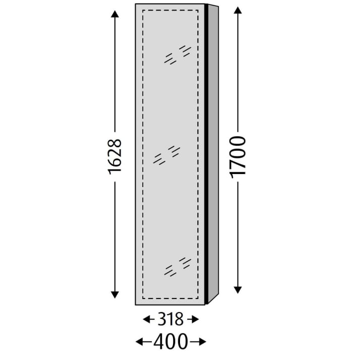 Sanipa 3way Hochschrank 40 cm, 1 Tür mit Türanschlag rechts und Innenspiegel