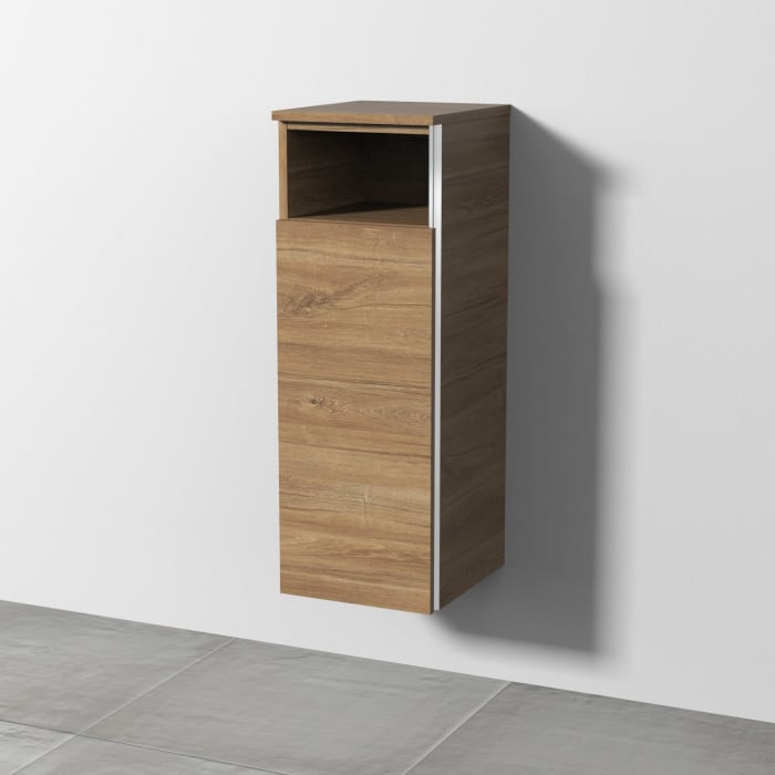 Sanipa 3way Mittelschrank 30 cm, 1 Tür mit Anschlag links, 1 offenes Fach, mit Griff-Leiste