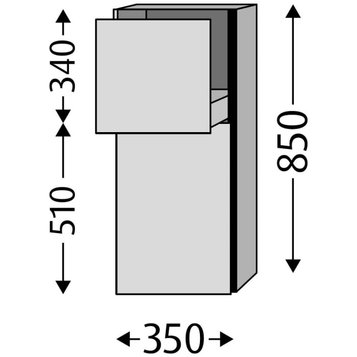 Sanipa 3way Mittelschrank 35 cm, 1 Tür mit Anschlag links, 1 Auszug, mit Griff-Leiste