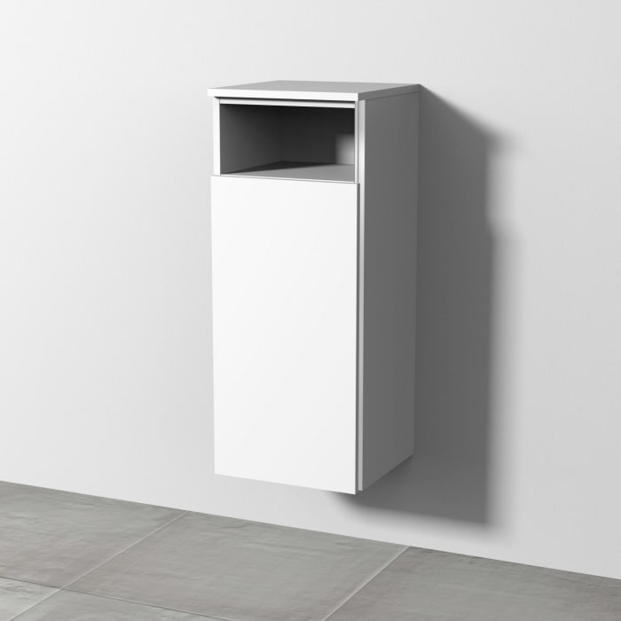 Sanipa 3way Mittelschrank 35 cm, 1 Tür mit Anschlag links, 1 offenes Fach, mit Griff-Leiste