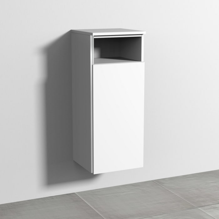 Sanipa 3way Mittelschrank 35 cm, 1 Tür mit Anschlag rechts, 1 offenes Fach, mit Griff-Leiste