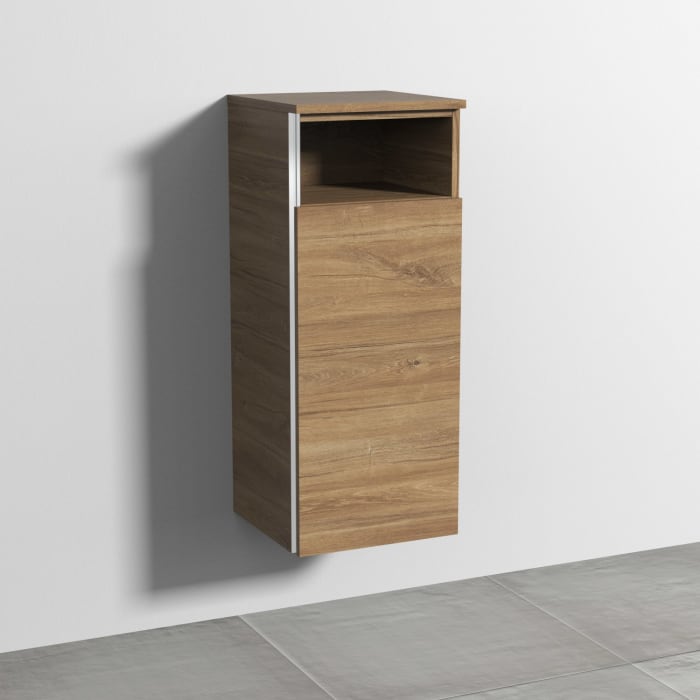 Sanipa 3way Mittelschrank 35 cm, 1 Tür mit Anschlag rechts, 1 offenes Fach, mit Griff-Leiste
