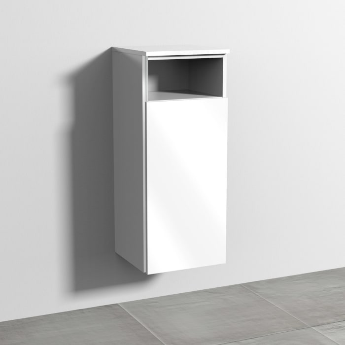 Sanipa 3way Mittelschrank 35 cm, 1 Tür mit Anschlag rechts, 1 offenes Fach, mit Griff-Leiste