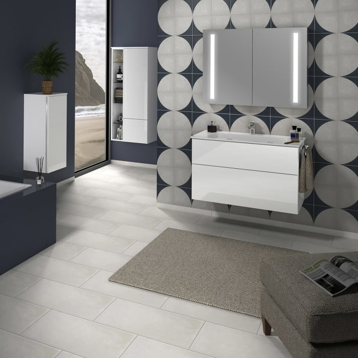 Sanipa 3way Mittelschrank 35 cm, 1 Tür mit Anschlag rechts, mit Griff-Leiste