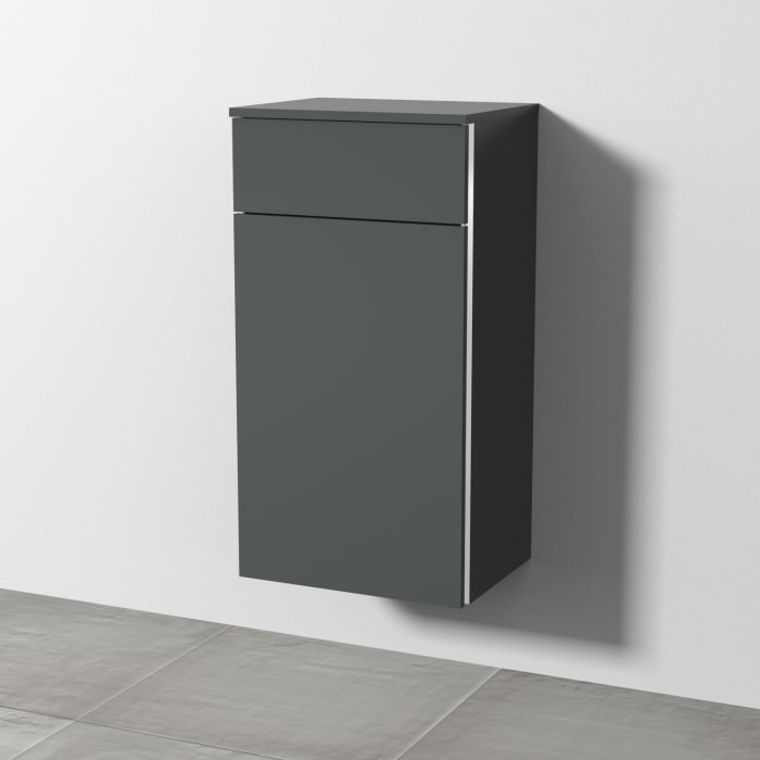 Sanipa 3way Mittelschrank 45 cm, 1 Auszug, 1 Wäschekorbklappe, mit Griff-Leiste