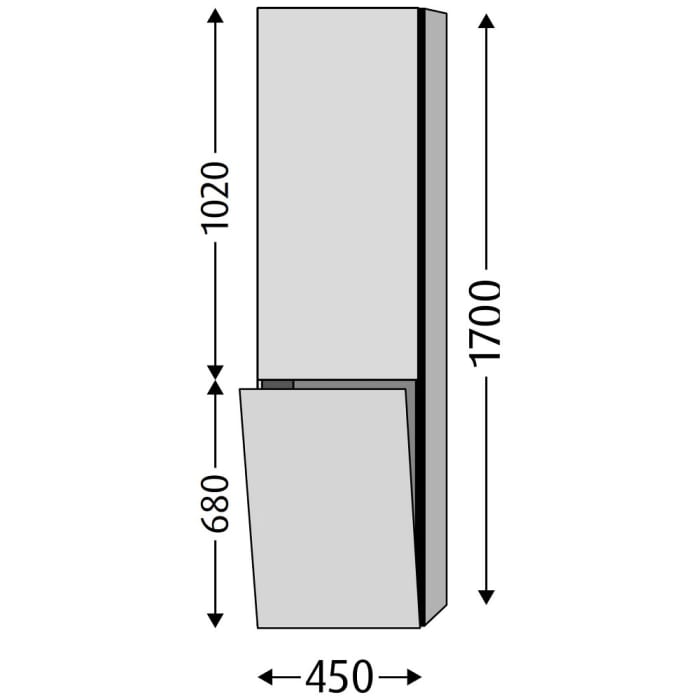 Sanipa 3way Stauraumschrank 45 cm, 1 Wäschekorbklappe, 1 Tür mit Türanschlag rechts