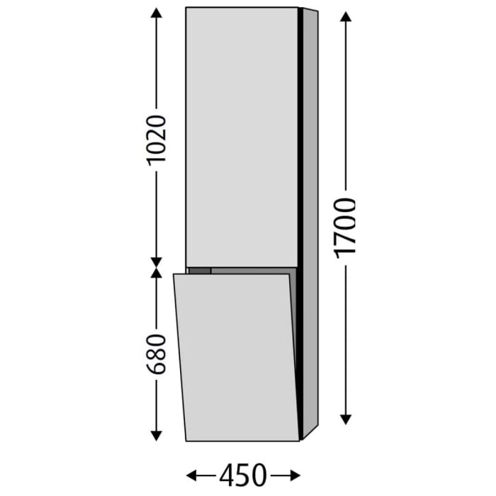 Sanipa 3way Stauraumschrank 45 cm, 1 Wäschekorbklappe, 1 Tür mit Türanschlag rechts, mit Stangengriff