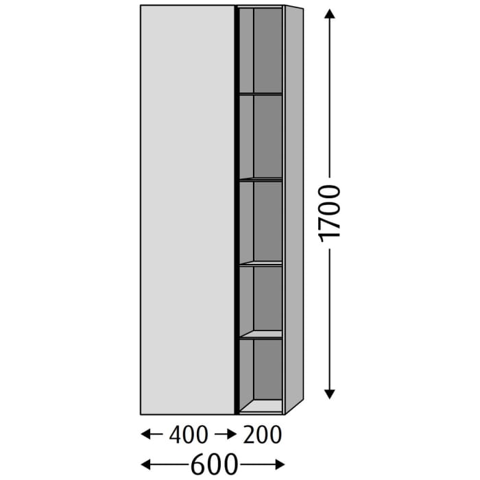 Sanipa 3way Stauraumschrank 60 cm, 1 offenes Fach rechts, 1 Tür mit Türanschlag links