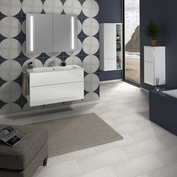 Sanipa 3way Stauraumschrank 60 cm, 1 offenes Fach rechts, 1 Auszug, 1 Tür mit Türanschlag links