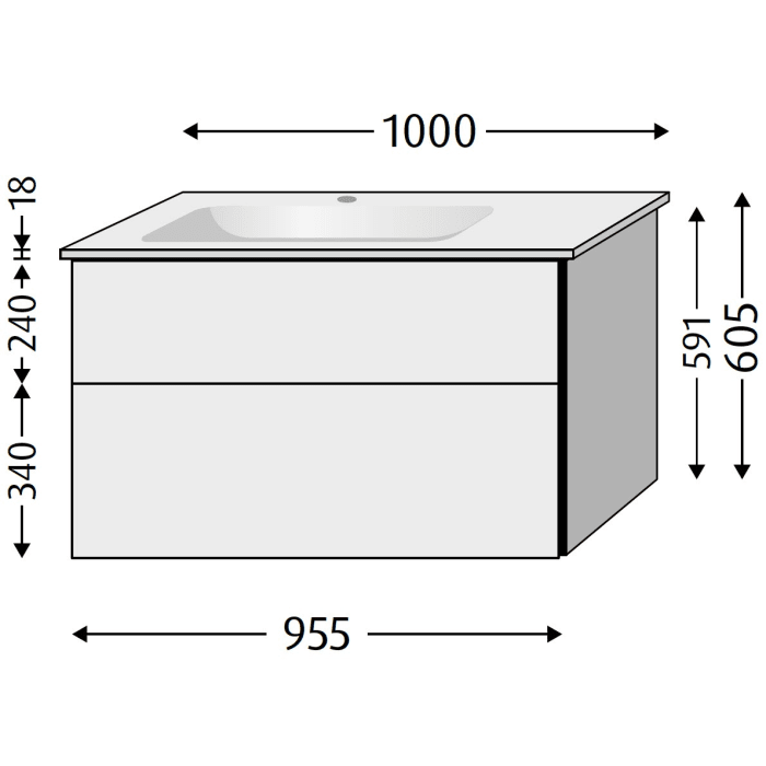 Sanipa 3way Unterschrank 100 cm, Villeroy & Boch Venticello Waschtisch