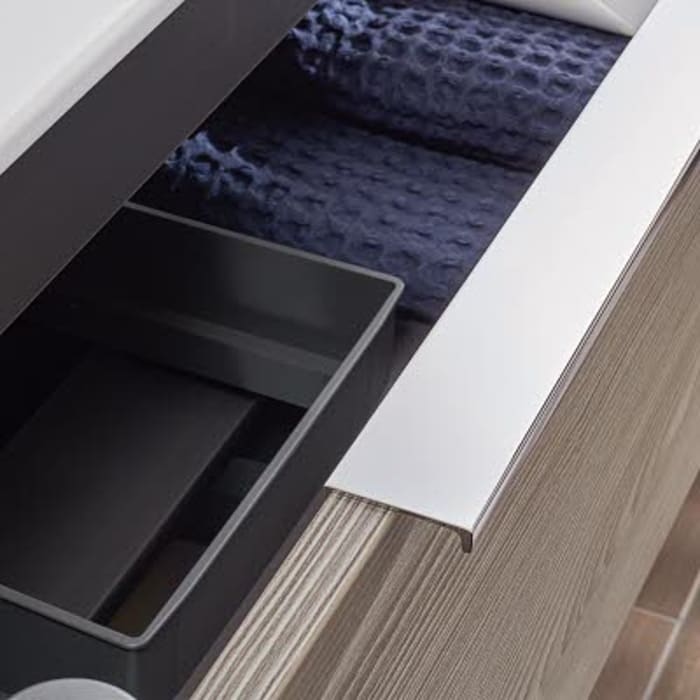 Sanipa 3way Kombination mit Keramik-Doppelwaschtisch Finion 120 cm, 4 Auszüge mit Aufsatz-Griff