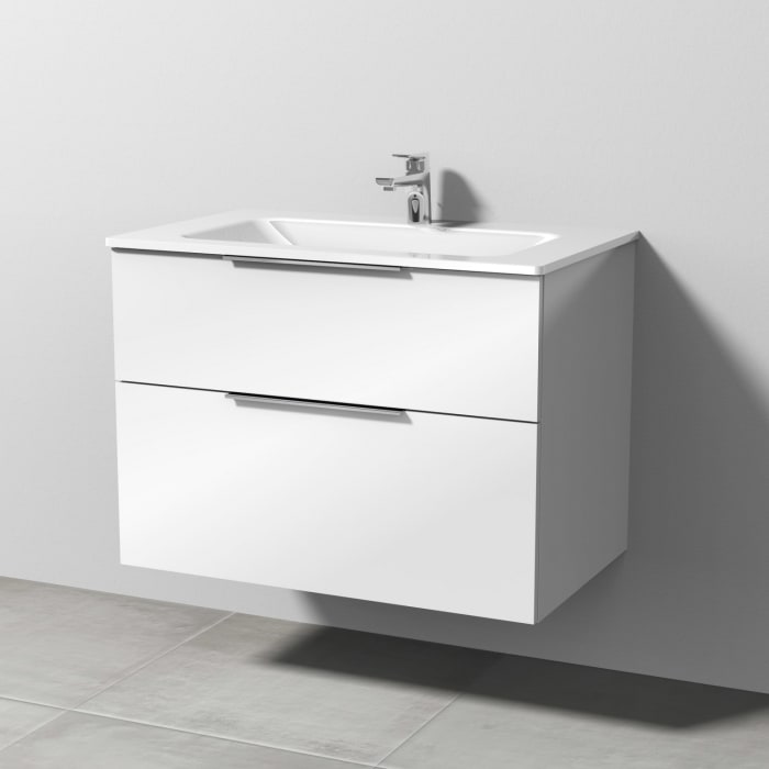 Sanipa 3way Kombination mit Glaswaschtisch 81,5 cm, 2 Auszüge mit Aufsatz-Griff